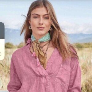 SUNDANCE Suncatcher Dusty Rose Linen Blouse - XS